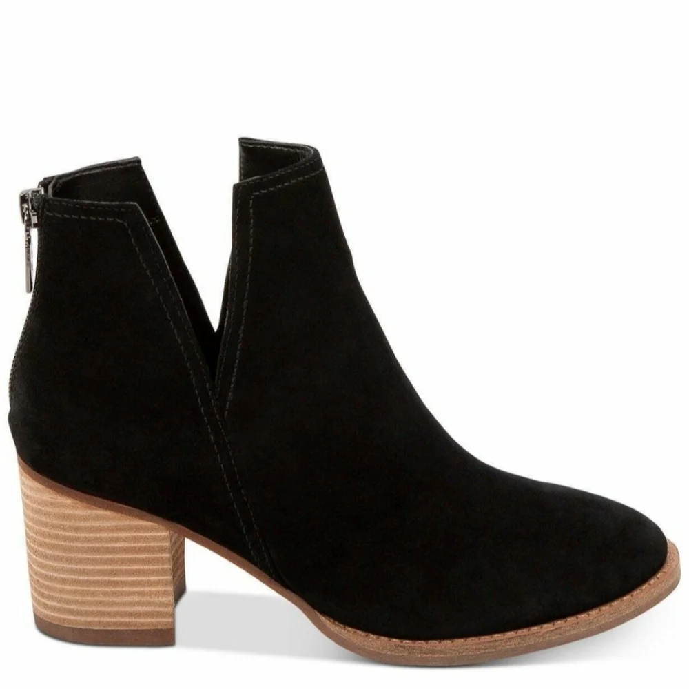 Aqua College Naomi Black Waterproof Suede Ankle Booties Women's Size 8.5
